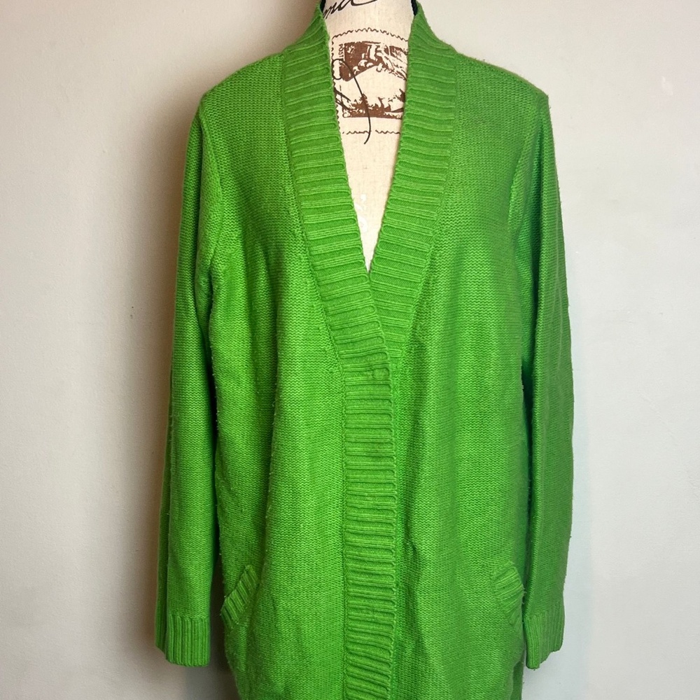 Oversized Green Knit Cardigan